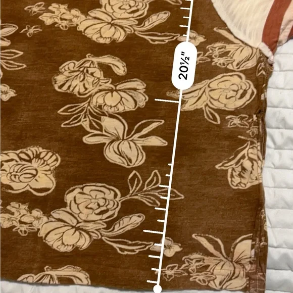 We The Free Brown and Cream Floral Short Sleeve Top S - Picture 8 of 9